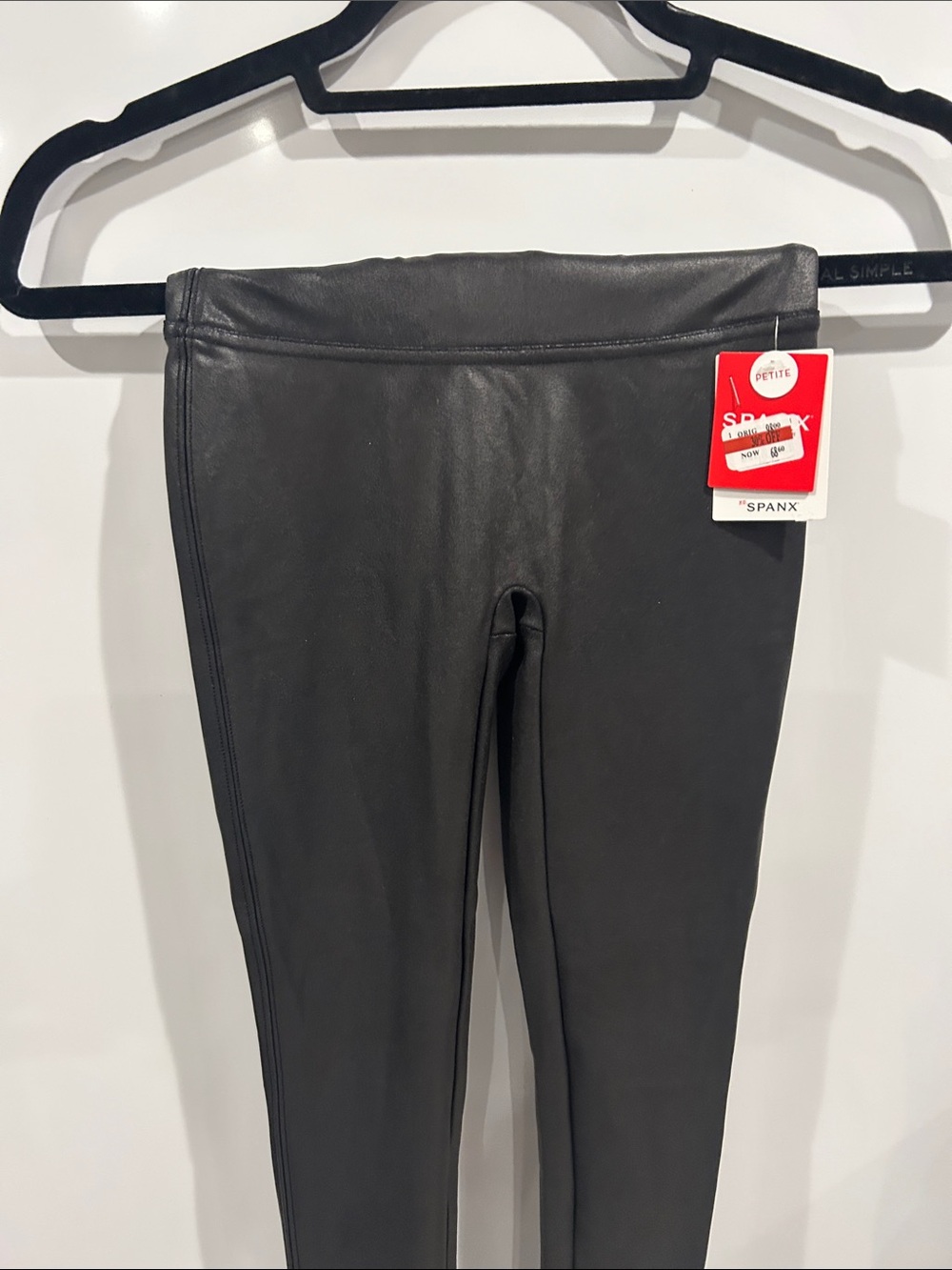 SPANX Black Faux Leather Leggings with High Waist